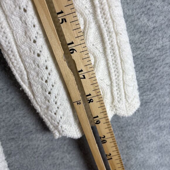 True Vintage 60s Tunic Sweater S White Cream Cable Knit Cardigan Pockets Cottage - Picture 13 of 16